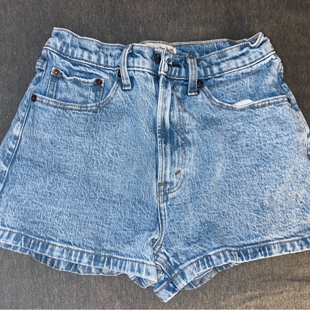 Abercrombie & Fitch Blue Jean Shorts with High Waist and Boxy Silhouette